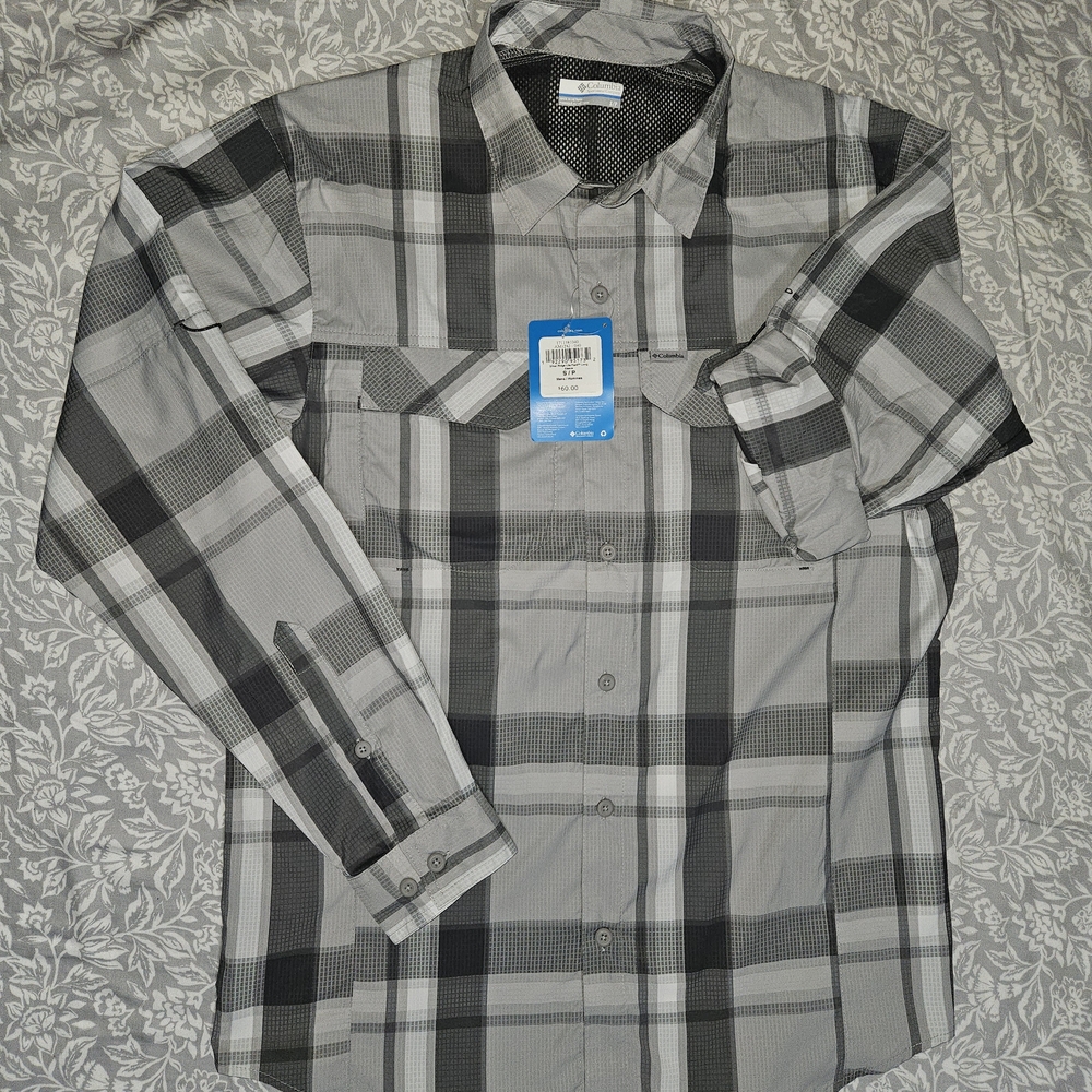 Columbia Men's Black and Gray Checkered Shirt